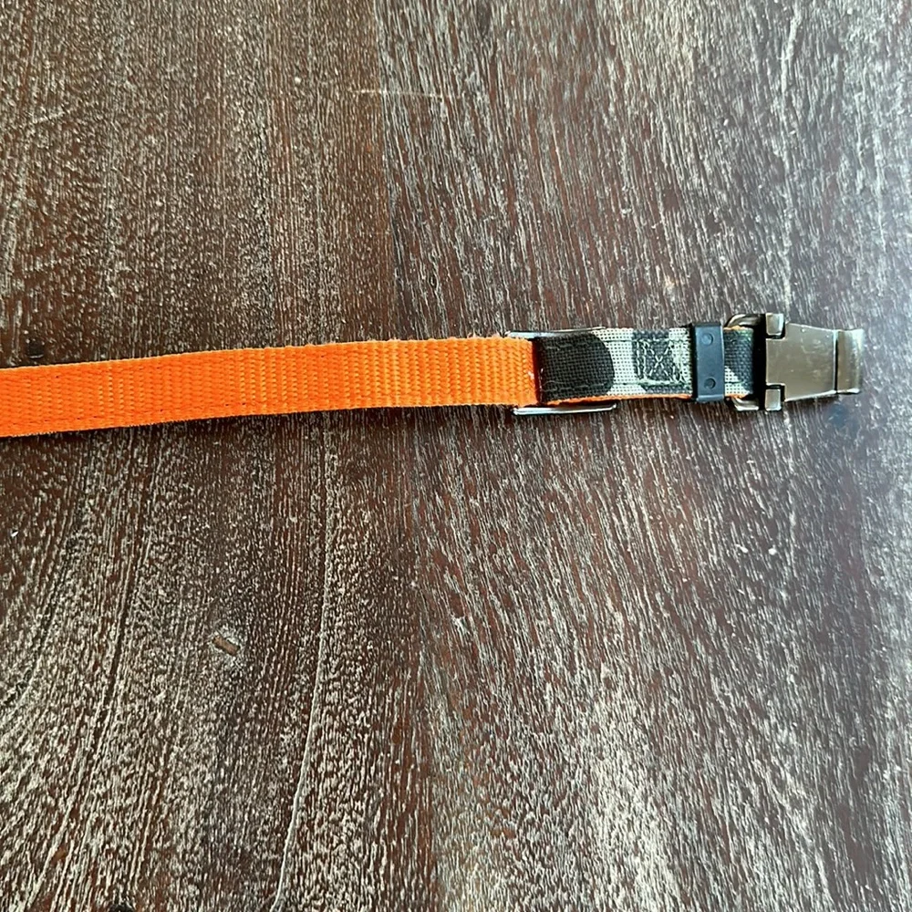 Adjustable Green Camo Dog Collar with Orange Underside Small